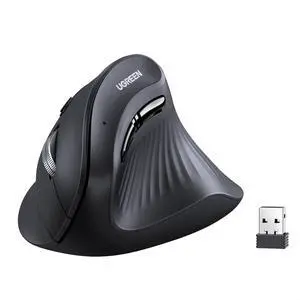 UGREEN Vertical Wireless (Bluetooth 5.0+2.4G) Ergonomic Mouse with 5 Buttons, 1000/1600/2000/4000 DPI, Prevention of Mouse Arm, Vertical Mouse Compatible with PC/Laptop/Tablet, Black UGREEN Vertical Wireless (Bluetooth 5.0+2.4G) Ergonomic Mouse with 5 Buttons, 1000/1600/2000/4000 DPI, Prevention of Mouse Arm, Vertical Mouse Compatible with PC/Laptop/Tablet, Black