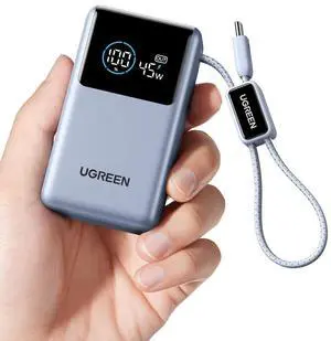 UGREEN Nexode Pro 10000mAh 45W Built-in Cable Power Bank for iPhone | Built-in cable, digital display, PD fast. Compact for iPhone 17/16 Pro Max/Air & S26 Ultra UGREEN Nexode Pro 10000mAh 45W Built-in Cable Power Bank for iPhone | Built-in cable, digital display, PD fast. Compact for iPhone 17/16 Pro Max/Air & S26 Ultra