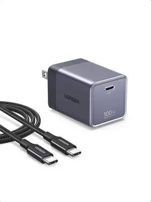 UGREEN Nexode Air 100W Wall Charger Block with USB C Cable, Compact Foldable GaN Fast Charging, PD Type-C Charger Compatible with MacBook, iPhone 17 Pro Max, Galaxy, Grey UGREEN Nexode Air 100W Wall Charger Block with USB C Cable, Compact Foldable GaN Fast Charging, PD Type-C Charger Compatible with MacBook, iPhone 17 Pro Max, Galaxy, Grey