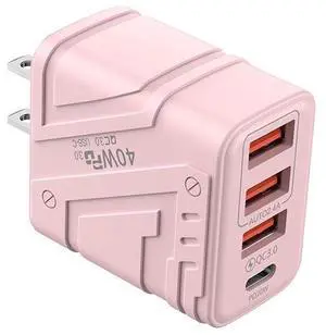 Mecha-Style 3-Port USB Charger 5V/3A Multi-Device Fast Charging Block with 3 USB-A & Type-C Ports, Cyberpunk Design Desktop Wall Charger for iPhone/Samsung/Android, pink US Plug Mecha-Style 3-Port USB Charger 5V/3A Multi-Device Fast Charging Block with 3 USB-A & Type-C Ports, Cyberpunk Design Desktop Wall Charger for iPhone/Samsung/Android, pink US Plug