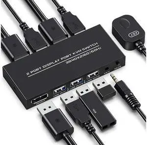 KVM Switch DisplayPort - 2 Port Displayport KVM Switch, Two Computers One Monitor Switch to Share Mouse,Keyboard,Printer,USB and Ultra HD Monitor, Support 4K@60Hz, 2 DP Cable and 2 USB Cable Included KVM Switch DisplayPort - 2 Port Displayport KVM Switch, Two Computers One Monitor Switch to Share Mouse,Keyboard,Printer,USB and Ultra HD Monitor, Support 4K@60Hz, 2 DP Cable and 2 USB Cable Included