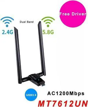 WISDUM Network Card AC1200Mbps USB3.0 Wireless Antenna Adapter MT7612U IEEE 802.11AC Dongle Receiver Transmitter WISDUM Network Card AC1200Mbps USB3.0 Wireless Antenna Adapter MT7612U IEEE 802.11AC Dongle Receiver Transmitter