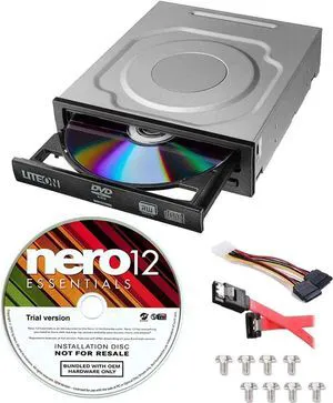Lite-On 24X SATA Internal DVD+/-RW Drive Optical Drive IHAS124-14 + Nero 12 Essentials Burning Software + Sata Cable Kit Lite-On 24X SATA Internal DVD+/-RW Drive Optical Drive IHAS124-14 + Nero 12 Essentials Burning Software + Sata Cable Kit