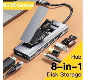 USB C Docking Station, 8 in 1 USB C Hub with 10Gbps M.2 PCIe/SATA SSD Enclosure, 4K HDMI, 100W PD, 10Gbps USB C/USB-A Gen 3.2/3.1, SD/TF, USB-A Port for Windows, Mac OS USB-C Laptop USB C Docking Station, 8 in 1 USB C Hub with 10Gbps M.2 PCIe/SATA SSD Enclosure, 4K HDMI, 100W PD, 10Gbps USB C/USB-A Gen 3.2/3.1, SD/TF, USB-A Port for Windows, Mac OS USB-C Laptop