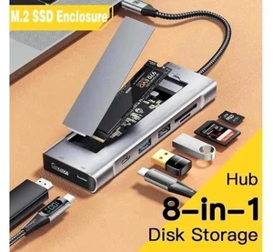 USB C Docking Station, 8 in 1 USB C Hub with 10Gbps M.2 PCIe/SATA SSD Enclosure, 4K HDMI, 100W PD, 10Gbps USB C/USB-A Gen 3.2/3.1, SD/TF, USB-A Port for Windows, Mac OS USB-C Laptop USB C Docking Station, 8 in 1 USB C Hub with 10Gbps M.2 PCIe/SATA SSD Enclosure, 4K HDMI, 100W PD, 10Gbps USB C/USB-A Gen 3.2/3.1, SD/TF, USB-A Port for Windows, Mac OS USB-C Laptop