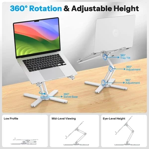 LA10 360° Rotating Laptop Stand Riser Foldable for Desk, Silver LA10 360° Rotating Laptop Stand Riser Foldable for Desk, Silver