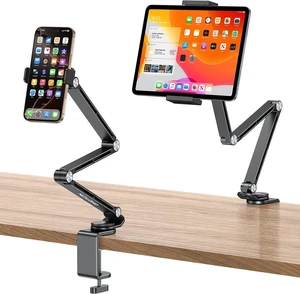 GH03 Tablet Holder with 2 ABS Clamps, Aluminum Long Arm Mount, Black GH03 Tablet Holder with 2 ABS Clamps, Aluminum Long Arm Mount, Black