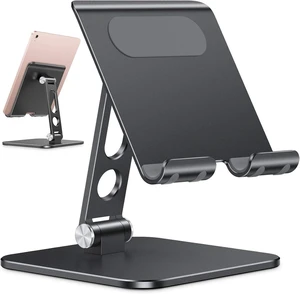 Upgraded Adjustable Tablet Stand Holder, Heavy Duty Foldable Portable Monitor Stand, Travel Essentials for iPad Pro/Air/Mini, Surface Pro, 4.7''-15.6', Black Upgraded Adjustable Tablet Stand Holder, Heavy Duty Foldable Portable Monitor Stand, Travel Essentials for iPad Pro/Air/Mini, Surface Pro, 4.7''-15.6', Black