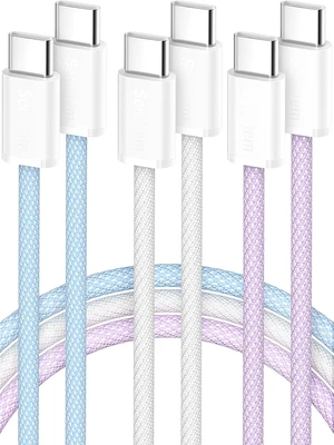 Senetem USB C to C Cable 10FT 3-Pack, 60W Fast Type C Charging Cord Senetem USB C to C Cable 10FT 3-Pack, 60W Fast Type C Charging Cord
