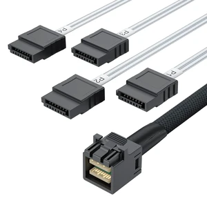10Gtek MiniSAS HD SFF-8643 Breakout to 4xSATA Cable, 0.5m/1.6ft 10Gtek MiniSAS HD SFF-8643 Breakout to 4xSATA Cable, 0.5m/1.6ft