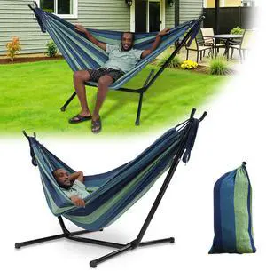 Hammock with Stand for Outside,600lb Weight Capacity Adjustable Height 3-in-1 Portable Hammock for Outdoor&Indoor Camping Backyard Bedroom(Hammock, Stand & Carry Bag) Hammock with Stand for Outside,600lb Weight Capacity Adjustable Height 3-in-1 Portable Hammock for Outdoor&Indoor Camping Backyard Bedroom(Hammock, Stand & Carry Bag)