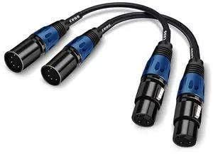 (11.8inch /2Pack) 3 Pin XLR Female to 5 Pin XLR Male Audio Cable for Microphone DMX Stage Light Turnaround XLR3Fto XLR5M Adapter Cable (11.8inch /2Pack) 3 Pin XLR Female to 5 Pin XLR Male Audio Cable for Microphone DMX Stage Light Turnaround XLR3Fto XLR5M Adapter Cable