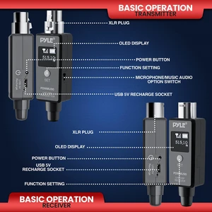 Wireless XLR Transmitter and Receiver | UHF Adapter for Dynamic Mics | USB rechargeable UHF wireless XLR system with 90 ft range, 48kHz audio, and 1-to-10 receiver pairing Wireless XLR Transmitter and Receiver | UHF Adapter for Dynamic Mics | USB rechargeable UHF wireless XLR system with 90 ft range, 48kHz audio, and 1-to-10 receiver pairing