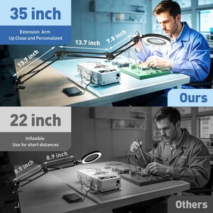 30X & 12X Ultra Long Magnifying Glass with Light and Clamp 3-Section Arm Hands Free Lighted Stand, 5 Color Modes, Stepless Dimming LED Desk Lamp for Workbench, Hobby-Black 30X & 12X Ultra Long Magnifying Glass with Light and Clamp 3-Section Arm Hands Free Lighted Stand, 5 Color Modes, Stepless Dimming LED Desk Lamp for Workbench, Hobby-Black