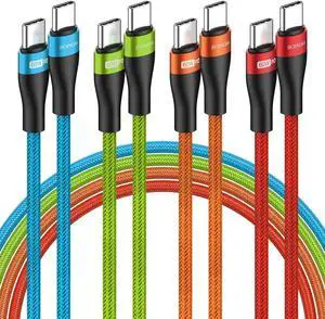 USB C to USB C Cable 10FT 4-Pack, USB C Charger Cable 60W Nylon Braided Compatible for Phone 15/15 Pro/15 Pro Max, MacBook Air/Pro, Samsung Galaxy S23/S22 Ultra, Switch USB C to USB C Cable 10FT 4-Pack, USB C Charger Cable 60W Nylon Braided Compatible for Phone 15/15 Pro/15 Pro Max, MacBook Air/Pro, Samsung Galaxy S23/S22 Ultra, Switch