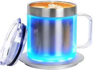 12oz Heated Mug for Coffee, 304 Stainless Steel Coffee Cup Warmer Set, USB Electric Mug Warmer for Desk, Temperature Control Coffee Cup (Silver Classic-12oz) 12oz Heated Mug for Coffee, 304 Stainless Steel Coffee Cup Warmer Set, USB Electric Mug Warmer for Desk, Temperature Control Coffee Cup (Silver Classic-12oz)