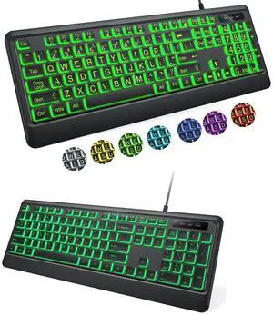 Large Print Backlit Keyboard and Backlit Wired Keyboard Large Print Backlit Keyboard and Backlit Wired Keyboard