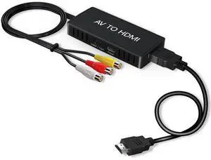 RCA to HDMI Converter, AV to HDMI Converter, 1080P Mini Composite to HDMI Adapter, Support PAL/NTSC for PC, Laptop, TV, WII, PS1, PS2, PS3, STB, VHS, VCR, Blue-Ray DVD Players RCA to HDMI Converter, AV to HDMI Converter, 1080P Mini Composite to HDMI Adapter, Support PAL/NTSC for PC, Laptop, TV, WII, PS1, PS2, PS3, STB, VHS, VCR, Blue-Ray DVD Players