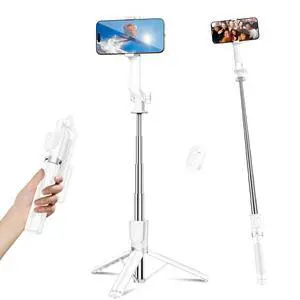 53" Selfie Stick for Phone, Extendable Travel Tripod with Detachable Remote for Photography, Selfies, Compatible with All Cell Phones, White 53" Selfie Stick for Phone, Extendable Travel Tripod with Detachable Remote for Photography, Selfies, Compatible with All Cell Phones, White