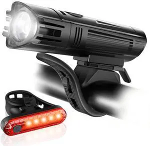 Ultra Bright USB Rechargeable Bike Light Set, Powerful Bicycle Front Headlight and Back Taillight, 4 Light Modes, Easy to Install for Men Women Road Mountain Cycling Black Ultra Bright USB Rechargeable Bike Light Set, Powerful Bicycle Front Headlight and Back Taillight, 4 Light Modes, Easy to Install for Men Women Road Mountain Cycling Black