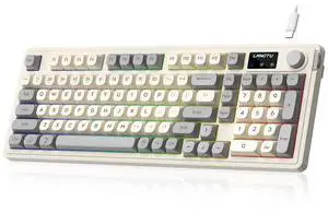 L98 Gaming Keyboard Wired, Cute Creamy Keyboard with Number Pad, Media Knob RGB Backlit, Quiet Office Computer Keyboards for PC Mac Laptop (Creamy Gray - Wired) L98 Gaming Keyboard Wired, Cute Creamy Keyboard with Number Pad, Media Knob RGB Backlit, Quiet Office Computer Keyboards for PC Mac Laptop (Creamy Gray - Wired)