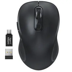 2.4G Wireless Mouse for Laptop, Ergonomic Computer Mouse with USB Receiver and Type-C Adapter, 3 Adjustable Levels, 6 Button Cordless Wireless Mice for Windows Mac PC Notebook (Black) 2.4G Wireless Mouse for Laptop, Ergonomic Computer Mouse with USB Receiver and Type-C Adapter, 3 Adjustable Levels, 6 Button Cordless Wireless Mice for Windows Mac PC Notebook (Black)