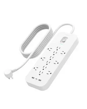 12-Outlet Surge Protector Power Strip w/ 12 AC Outlets, 2 USB-A Ports and 1 USB-C Port, 6ft Cable, UL-listed w/ Overload & Overvoltage Protection + On/Off Switch - 3,480 Joules of Protection 12-Outlet Surge Protector Power Strip w/ 12 AC Outlets, 2 USB-A Ports and 1 USB-C Port, 6ft Cable, UL-listed w/ Overload & Overvoltage Protection + On/Off Switch - 3,480 Joules of Protection