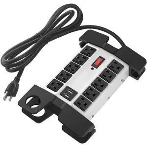 Heavy Duty Power Strip with USB Ports, Garage 10 Outlets Surge Protector 2700 Joules, Industrial Workshop Metal 15Amp Multiple Outlets, 5 FT Extension Cord and Wide Spaced Grey. Heavy Duty Power Strip with USB Ports, Garage 10 Outlets Surge Protector 2700 Joules, Industrial Workshop Metal 15Amp Multiple Outlets, 5 FT Extension Cord and Wide Spaced Grey.