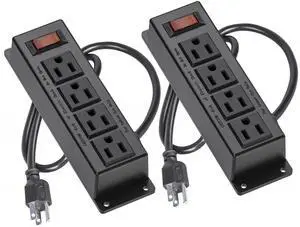 2 Packs Wall Mount Power Outlet Strip, 4 Outlet Mountable Power Strip with Switch, 3ft Cord Under Desk Power Strip for Office/Industrial/Home, Flat Plug, Black 2 Packs Wall Mount Power Outlet Strip, 4 Outlet Mountable Power Strip with Switch, 3ft Cord Under Desk Power Strip for Office/Industrial/Home, Flat Plug, Black