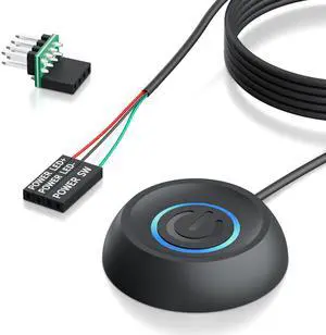 PC Power Button with 118" Cable - Desktop Computer External ON/Off Switch LED Indicator, PC Power Supply Button SW Extension with Adhesive Mount, Splitter for Computer Motherboard (Black, 118") PC Power Button with 118" Cable - Desktop Computer External ON/Off Switch LED Indicator, PC Power Supply Button SW Extension with Adhesive Mount, Splitter for Computer Motherboard (Black, 118")