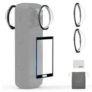Lens Protector Set Compatible with Insta360 X5 Action Camera (2 Pack), 9H Tempered Glass Lens Guards Accessories with Screen Protector, Cleaning Cloth & Case, Remove Before Shooting, LPC03 Lens Protector Set Compatible with Insta360 X5 Action Camera (2 Pack), 9H Tempered Glass Lens Guards Accessories with Screen Protector, Cleaning Cloth & Case, Remove Before Shooting, LPC03