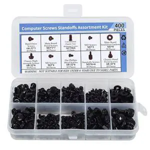 400PCS Computer Screws Motherboard Standoffs Assortment Kit for Universal Motherboard, HDD, SSD, Hard Drive,Fan, Power Supply, Graphics, PC Case for DIY & Repair 400PCS Computer Screws Motherboard Standoffs Assortment Kit for Universal Motherboard, HDD, SSD, Hard Drive,Fan, Power Supply, Graphics, PC Case for DIY & Repair