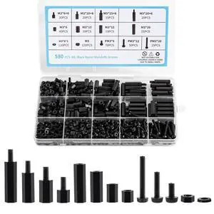 580 PCS M3 Black Nylon Standoff Kit with Spacers, Screws, and Nuts - Motherboard & PCB Mounting Standoffs and Screws, Threaded Pillar Spacers for Circuit Boards and Computer Building 580 PCS M3 Black Nylon Standoff Kit with Spacers, Screws, and Nuts - Motherboard & PCB Mounting Standoffs and Screws, Threaded Pillar Spacers for Circuit Boards and Computer Building