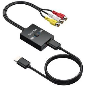 RCA to HDMI Converter with 4:3/16:9 Switch, 1080P AV Composite Video Adapter with HDMI and USB Cables, Supports PAL/NTSC for Wii PS2 DVD VHS to HDTV or Monitor RCA to HDMI Converter with 4:3/16:9 Switch, 1080P AV Composite Video Adapter with HDMI and USB Cables, Supports PAL/NTSC for Wii PS2 DVD VHS to HDTV or Monitor