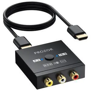 RCA to HDMI Converter - 4:3/16:9 Switch, 1080P AV to HDMI Adapter, Mini Composite CVBS Audio Video Adapter, for PS1/PS2/N64/Wii/Xbox and VCR/VHS/DVD Players to HDTV, Plug & Play RCA to HDMI Converter - 4:3/16:9 Switch, 1080P AV to HDMI Adapter, Mini Composite CVBS Audio Video Adapter, for PS1/PS2/N64/Wii/Xbox and VCR/VHS/DVD Players to HDTV, Plug & Play