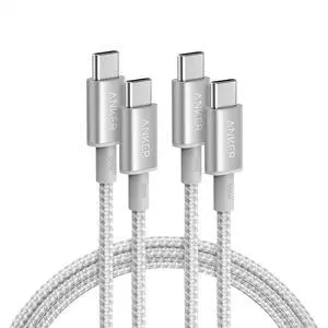 USB C to USB C Cable, 2-Pack Type C 100W Charger Cord, Fast Charging for iPhone 17 Series, MacBook Pro 2020, Pixel, and More (Not for Video Output) (Sliver, 6ft) USB C to USB C Cable, 2-Pack Type C 100W Charger Cord, Fast Charging for iPhone 17 Series, MacBook Pro 2020, Pixel, and More (Not for Video Output) (Sliver, 6ft)
