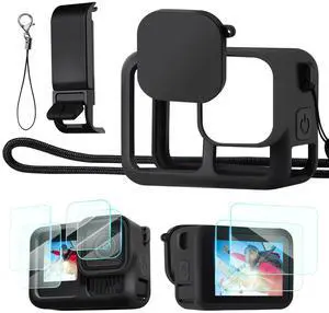 Silicone Sleeve Protective Cover Compatible with GoPro Hero 13 Black, Battery Side Lid + Screen & Lens Protectors & Lens Caps & Lanyard Action Camera Accessories Kit Silicone Sleeve Protective Cover Compatible with GoPro Hero 13 Black, Battery Side Lid + Screen & Lens Protectors & Lens Caps & Lanyard Action Camera Accessories Kit