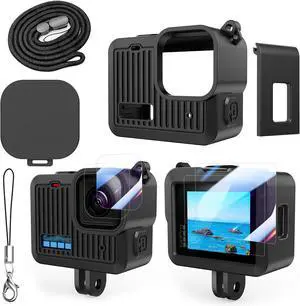 Accessories Kit Compatible with Go Pro Hero 4K Action Camera Including Silicone Protective Case Tempered Glass Protective Film Lens Cap Lanyard and Battery Side Cover for GoPro Hero Accessories Kit Compatible with Go Pro Hero 4K Action Camera Including Silicone Protective Case Tempered Glass Protective Film Lens Cap Lanyard and Battery Side Cover for GoPro Hero