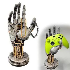 Gaming Controller Holder Stand - Gaming Accessory Holder for PS5, Xbox, PC - Silver hand Mechanical Hand Gaming Controller Holder Device Stand, Resin Art Desk Decor, Unique Gift Idea, Game Room Decor Gaming Controller Holder Stand - Gaming Accessory Holder for PS5, Xbox, PC - Silver hand Mechanical Hand Gaming Controller Holder Device Stand, Resin Art Desk Decor, Unique Gift Idea, Game Room Decor
