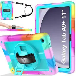 for Samsung Galaxy Tab A9+/A9 Plus Case 11" 2023 (SM-X210/X216/X218), Shockproof Samsung Galaxy Tab A9 Plus Case with Rotating Stand and Hand/Shoulder Strap, Turquoise for Samsung Galaxy Tab A9+/A9 Plus Case 11" 2023 (SM-X210/X216/X218), Shockproof Samsung Galaxy Tab A9 Plus Case with Rotating Stand and Hand/Shoulder Strap, Turquoise