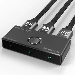 HDMI 8K Bi-Directional Switch, Support 8K@60Hz 4K@120Hz HDR10+ HDCP 2.3 1 in 2 Out / 2 in 1 Out HDMI 2.1 Switcher, High Speed 48Gbps HDMI Splitter Compatible with PS4 PS5, Xbox, Roku, Apple TV HDMI 8K Bi-Directional Switch, Support 8K@60Hz 4K@120Hz HDR10+ HDCP 2.3 1 in 2 Out / 2 in 1 Out HDMI 2.1 Switcher, High Speed 48Gbps HDMI Splitter Compatible with PS4 PS5, Xbox, Roku, Apple TV