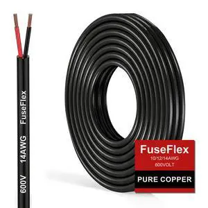 14 Gauge Wire 2 Conductor 14 AWG Pure Copper Electrical Wire Flexible Low Voltage 14/2 Cable for Landscape Lighting, LED Strips, RV/Automotive (25FT/ 7.5M) 14 Gauge Wire 2 Conductor 14 AWG Pure Copper Electrical Wire Flexible Low Voltage 14/2 Cable for Landscape Lighting, LED Strips, RV/Automotive (25FT/ 7.5M)