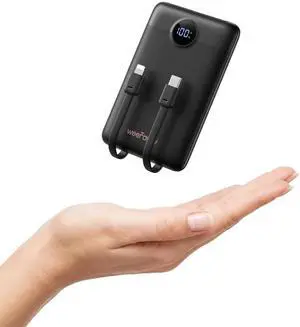 Compact Portable Charger 10000mAh with Built-in Cables Compact Portable Charger 10000mAh with Built-in Cables