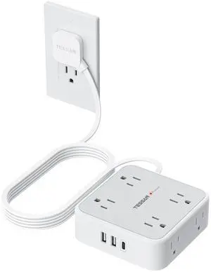 10 Ft Surge Protector Power Strip, 3 USB(1 USB C) 8 Outlets, Flat Plug Extension Cord with Multiple Outlets, 900J Protection, Desk Charging Station for Home, Dorm Room Essentials, Grey 10 Ft Surge Protector Power Strip, 3 USB(1 USB C) 8 Outlets, Flat Plug Extension Cord with Multiple Outlets, 900J Protection, Desk Charging Station for Home, Dorm Room Essentials, Grey