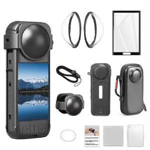 Camera Accessory Kit for Insta 360 X4No Fit for X4 AIR- Lens Guards, Silicone Case, Camera Case,Screen Protectors (Black, Unisex) Camera Accessory Kit for Insta 360 X4No Fit for X4 AIR- Lens Guards, Silicone Case, Camera Case,Screen Protectors (Black, Unisex)