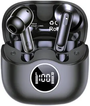 Adaptive Hybrid Active Noise Canceling 2026 Wireless Earbuds, 6 Mics ENC Clear Call Ear Buds, Hi-Res Audio Deep Bass Bluetooth 5.4 Headphones, 40H, LED, for Sports Running Gym Workout, Black Adaptive Hybrid Active Noise Canceling 2026 Wireless Earbuds, 6 Mics ENC Clear Call Ear Buds, Hi-Res Audio Deep Bass Bluetooth 5.4 Headphones, 40H, LED, for Sports Running Gym Workout, Black