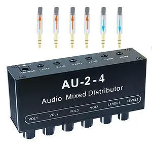 1/8" aux Input Mixing 2 in 4 Channel Way Out Headset Box Headphone Amplifier 3.5mm Mixer 1/8 inch Stereo Audio Amp with Ultra-Compact Portable mini Jack 3.5 Splitter hup for Studio and Stage 1/8" aux Input Mixing 2 in 4 Channel Way Out Headset Box Headphone Amplifier 3.5mm Mixer 1/8 inch Stereo Audio Amp with Ultra-Compact Portable mini Jack 3.5 Splitter hup for Studio and Stage