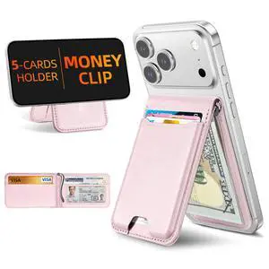 For Magsafe Wallet with Money Clip, Strongest Magnetic Wallet for iPhone 17/16/15/14/13/12 Series, Adjustable Stand, ID Window, 5 Card Holder, RFID Blocking, Not for 13/12 Mini, Baby Pink For Magsafe Wallet with Money Clip, Strongest Magnetic Wallet for iPhone 17/16/15/14/13/12 Series, Adjustable Stand, ID Window, 5 Card Holder, RFID Blocking, Not for 13/12 Mini, Baby Pink