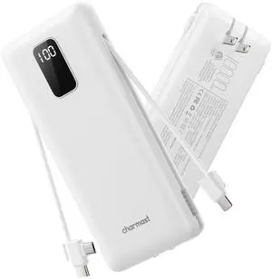 Power Bank 10000mAh Portable Charger with AC Plug and Built-in Cables for iOS and Type-C - Compact Battery Pack Travel Essentials External Phone Charger for iPhone 17 16 15 14, Samsung, iPad Power Bank 10000mAh Portable Charger with AC Plug and Built-in Cables for iOS and Type-C - Compact Battery Pack Travel Essentials External Phone Charger for iPhone 17 16 15 14, Samsung, iPad