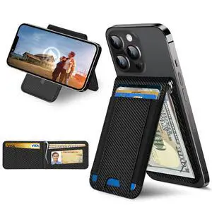for MagSafe Wallet with Money Clip, Stronger Magnetic Wallet for iPhone 17/16/15/14/13/12 Series, RFID Blocking, for iPhone Wallet with Stand, ID Window & 8 Card Holder, Carbon Fiber Black for MagSafe Wallet with Money Clip, Stronger Magnetic Wallet for iPhone 17/16/15/14/13/12 Series, RFID Blocking, for iPhone Wallet with Stand, ID Window & 8 Card Holder, Carbon Fiber Black